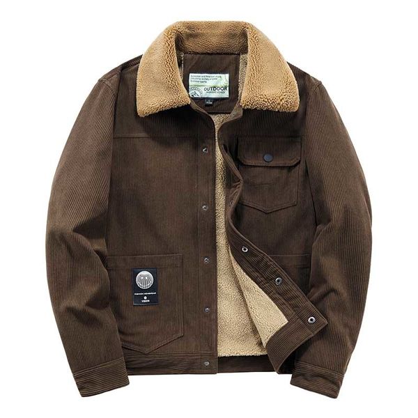 

men's jackets winter men warm corduroy and coats fleece lined thermal outwear for male clothing size m-5xl windbreak xah8, Black;brown
