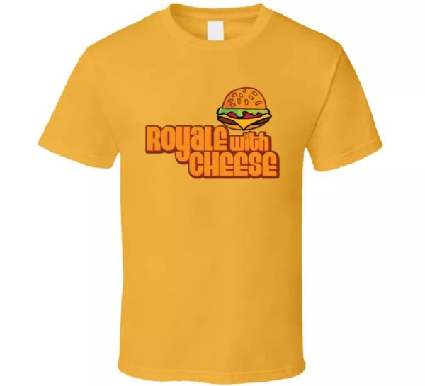 

royale with cheese funny pulp fiction burger t shirt, White;black