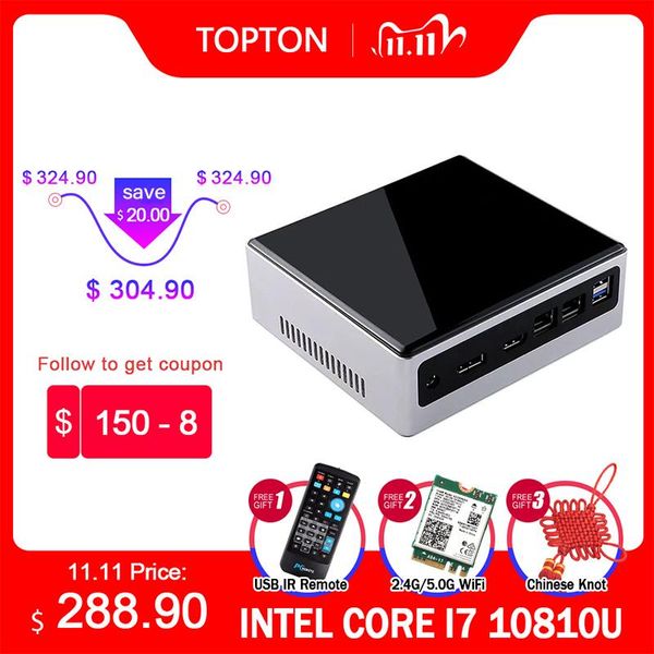

on mini pc intel core 10810u 10710u 2*ddr4 m.2 ssd nvme deskwindows 10 dual-band wifi dp 4k type-c 2*rj45 pcs