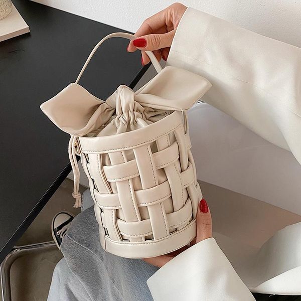 

evening bags brand designer luxury ladies woven bucket pu leather shoulder bag handbag messenger crosssbody female french style