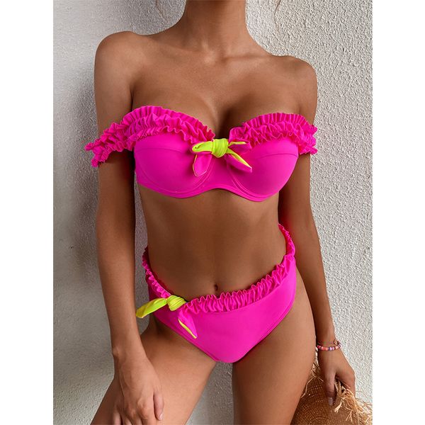 

ruffle bikini push up swimsuit underwired thong with high waist swimwear 2021 summer womens tankini