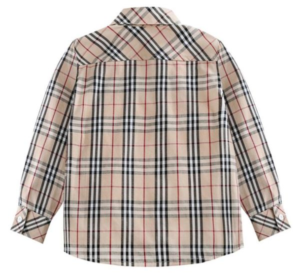 

classic boys plaid shirts designer kids lapel long sleeve shirt children single breasted pocket casual lattice fall boy clothing, White;black