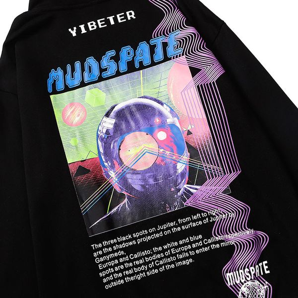 

men's hoodies & sweatshirts coat of the hood harajuku, hip hop jacket, streetwear, jupiter, letters, printing, pullover, autumn, , male, Black