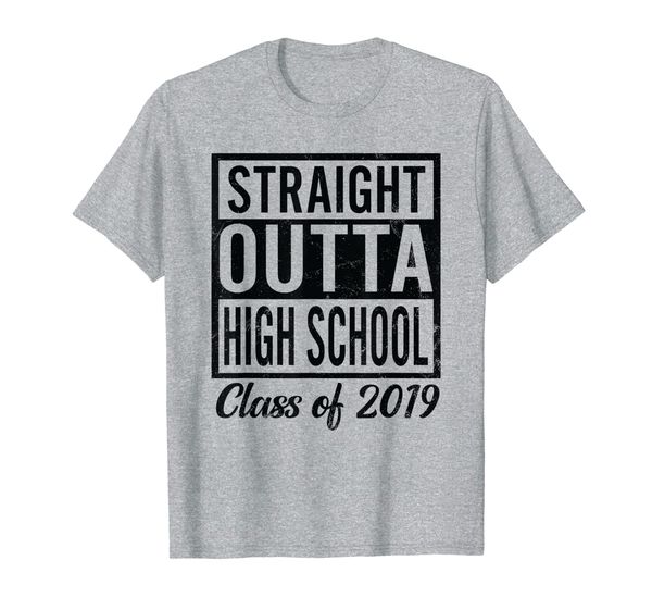 

funny straight outta high school class of 2019 for seniors t-shirt, White;black