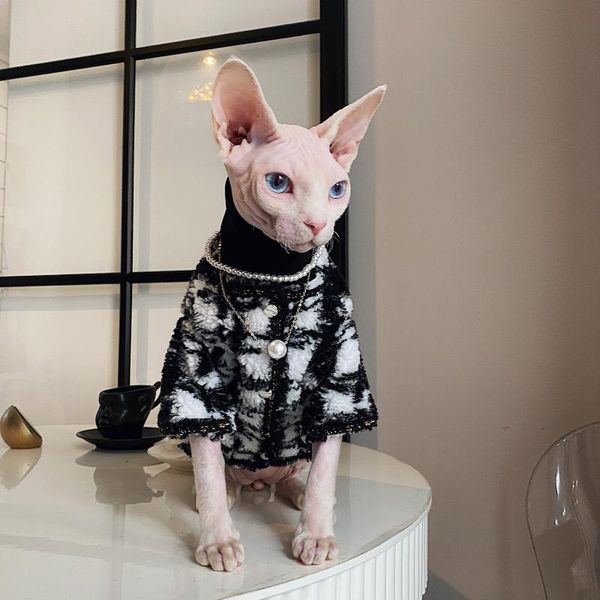 

cat costumes latest sphynx clothes wool sweater with optional pearl necklace