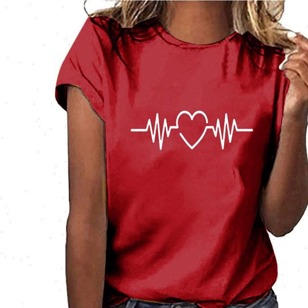 

hillbilly summer womens love heart pringting t shirt for women fashion casual couple femme harajuku streetwear graphic tees, White
