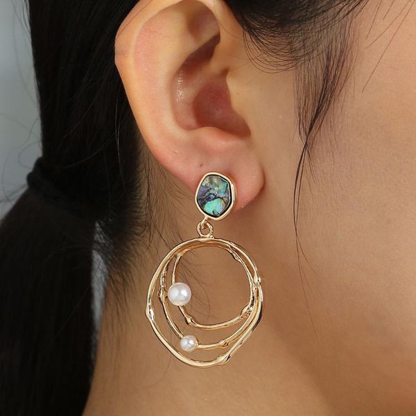 

dangle & chandelier juorest vintage pearl shell earrings fashion boho multi layered hoop drop party elegant stud jewelry gift 2021, Silver