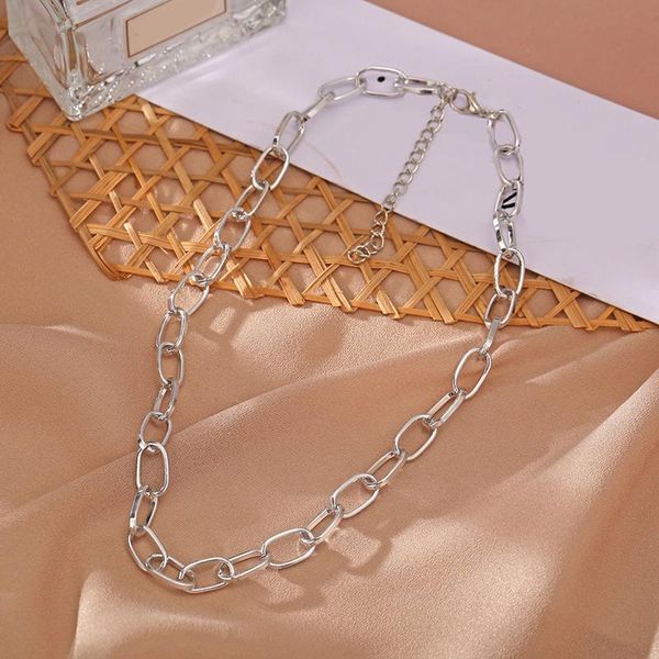 

chains punk exaggerated heavy metal big thick chain choker necklace women goth fashion night club jewelry female chocker collier, Silver