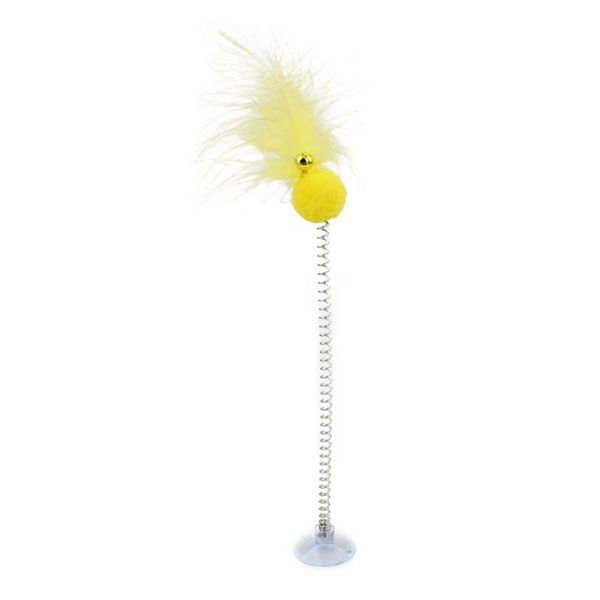 

cat toys funny spring feather plush bell ball bottom sucker kitten pet supply d08f