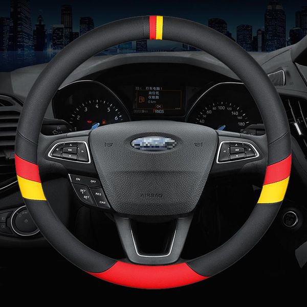 

steering wheel covers for fashion sports 3-lines leather car cover ranger fiesta focus everest mustang kuga escape f-150