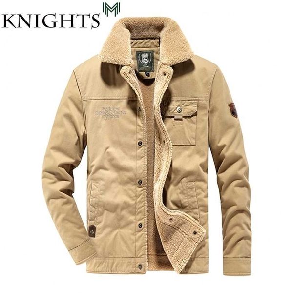 Männer Winter Bomber Jacke Air Force Pilot Warme Pelz Kragen Armee Taktische Fleece Drop 211105