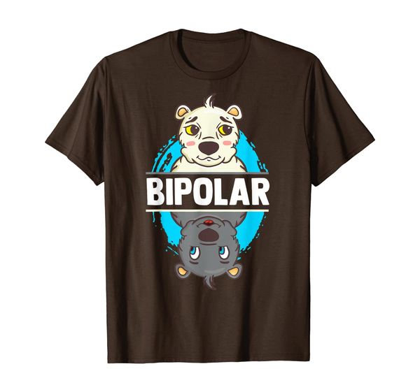 

cute funny bipolar polar bear polarity black and white pun t-shirt, White;black