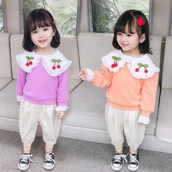 

clothing sets girls set autumn spring kids girl casual suits +pants 2pcs cotton lovely for baby cpc002, White