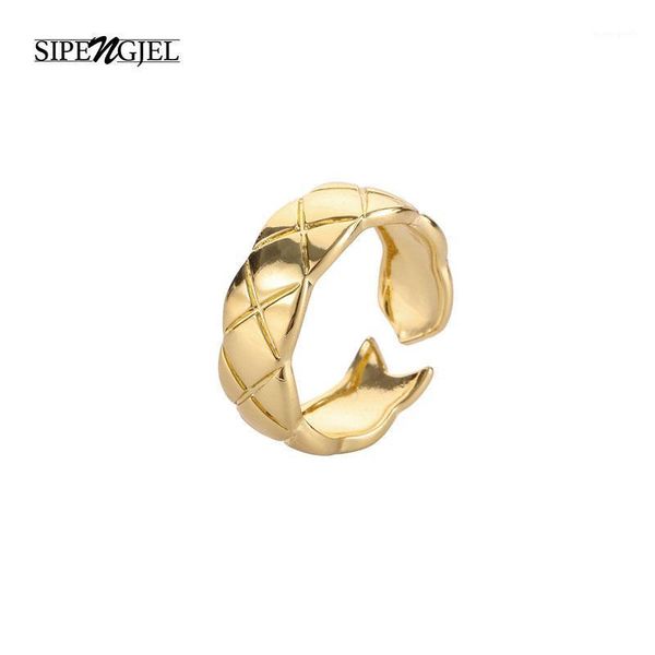 

cluster rings fashion small geometric square gold silver color simple wave for women girls vintage jewelry 2021 trend1, Golden;silver