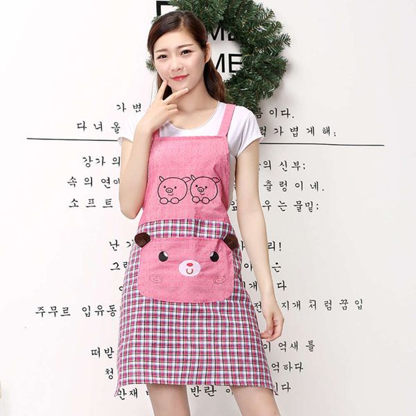 

korean version pure cotton apron with shoulder strap for adult