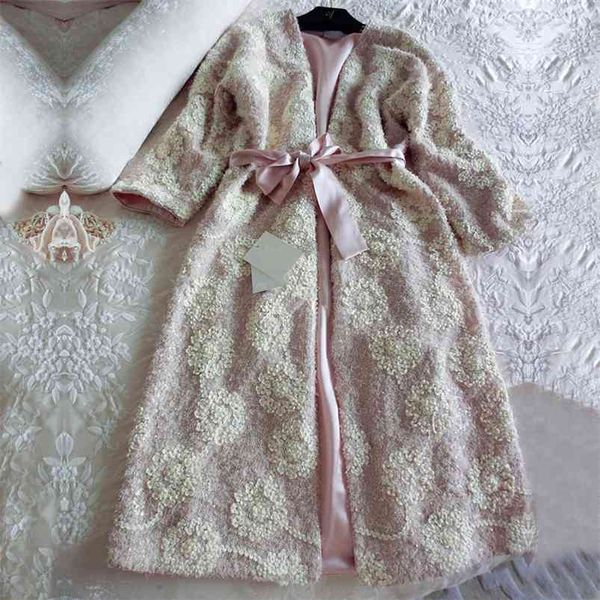 Veludo de seda floral bordado luxo feminino 2 peças conjuntos de roupões de manga comprida camisolas elegantes engrossar pijamas roupão de banho 2269 210831