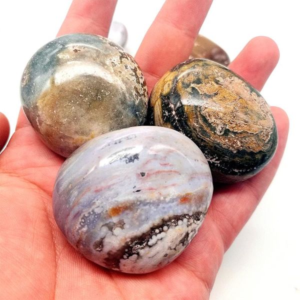 

decorative objects & figurines 1pcs natural ocean jasper quartz crystals palm stones and fountain home decoration for gift sale