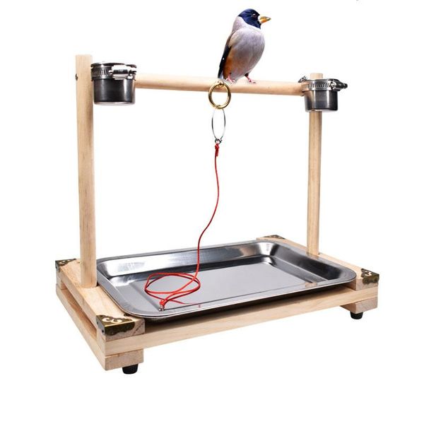 

other bird supplies parrots plays stand perch feeder toys wood playground feeding cup hanging climbing frame pet training