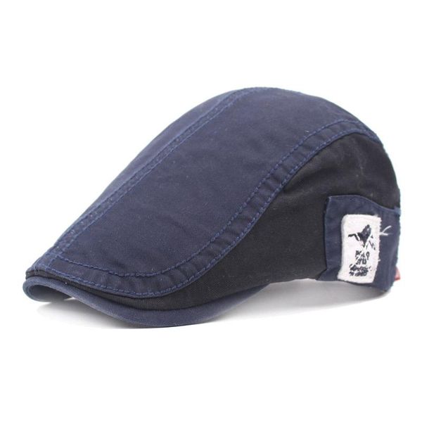 

berets summer cotton caps for men casual peaked spliced with label hats casquette cap adjustable, Blue;gray