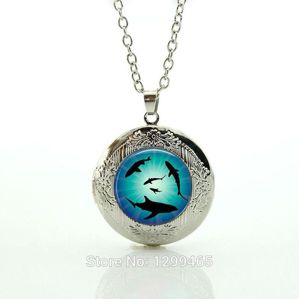 

pendant necklaces sharks necklace plated circling cuff po under a glass steam punk jewelry locket n776, Silver