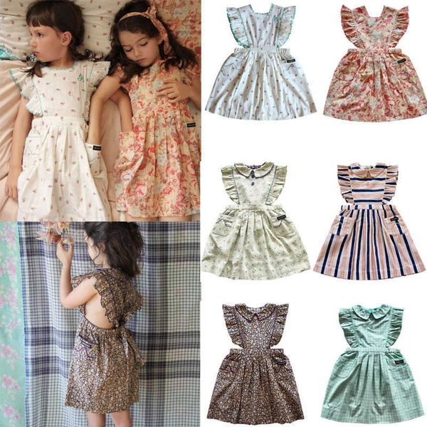 Kids Dress 2021 New Summer Bd Brand Girls Cute Flower Embroidery Princess Abiti di alta qualità Baby Toddler Fashion Clothes Q0716