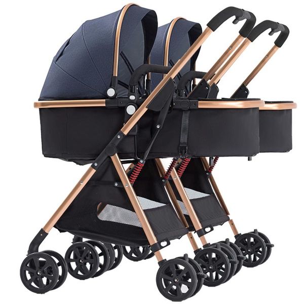 

twin stroller light folding, sitting, lying and detachable two-way high view baby strollers#