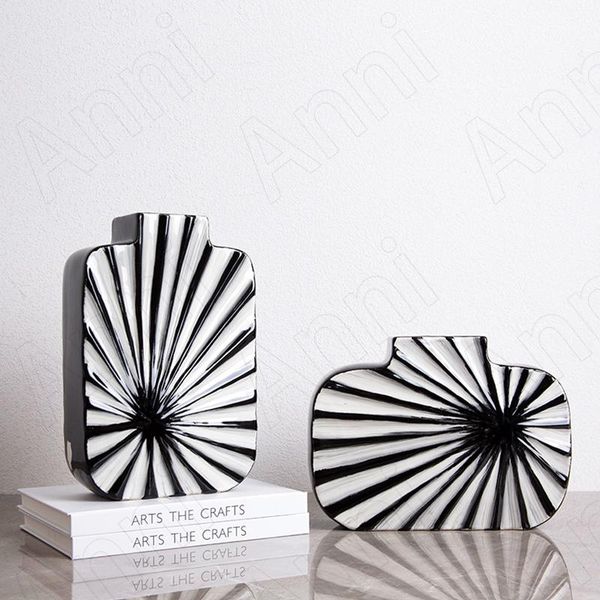 

vases creative black white striped ceramic vase european minimalism living room deskflower ornaments nordic decoration home