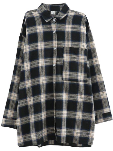 

women's blouses & shirts harajuku plaid women blouse design sense niche spring shirt retro flavor loose korean style 2021 female coat, White