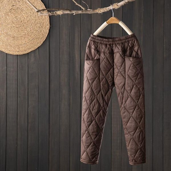 

women's pants & capris women 2021 winter down cotton plus size trousers fashion thick warm female high waist harem x577, Black;white