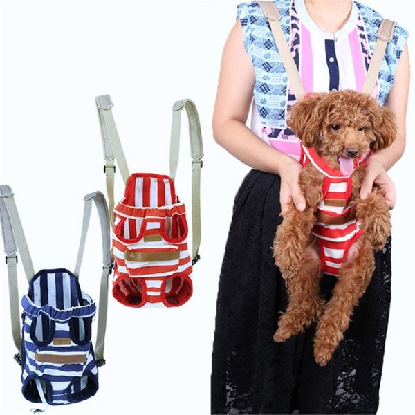 

dog carrier backpack front pack cat outdoor travel bag hands portable lightweight striped case for puppy small animals car seat covers