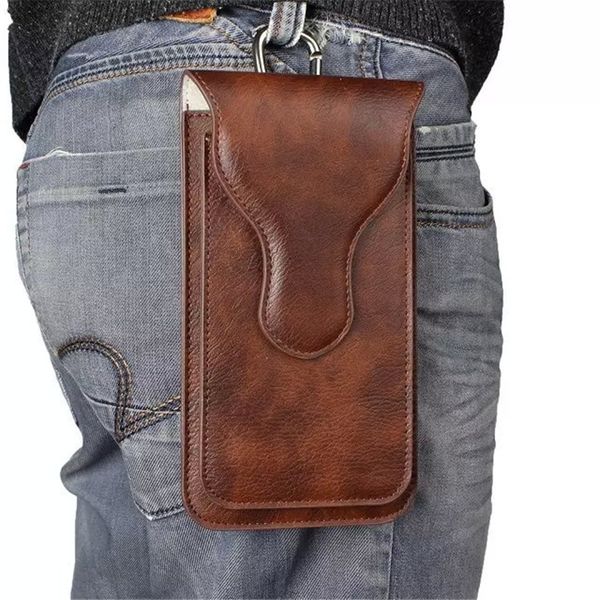 

universal leather cell phone waist pouch case neck strap fit wallets, Red;black