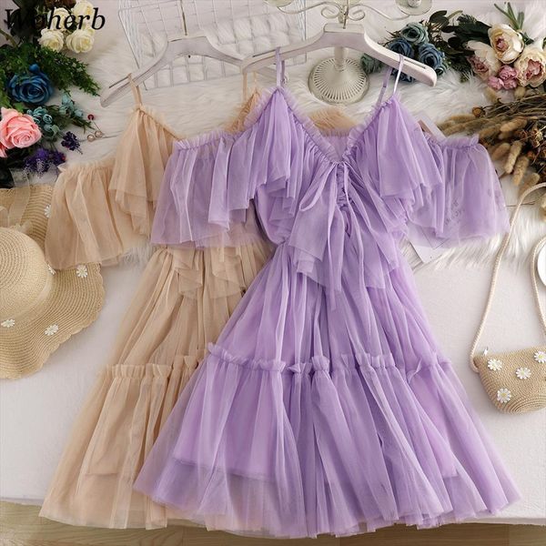 

elegant ruffle mesh summer women dress solid sweet dresse off shoulder vestidos de mujer, Black;gray