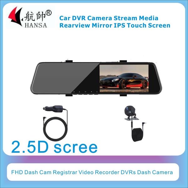 

5 inch car dvr stream media rearview mirror ips touch screen fhd cam registrar video recorder dvrs dash camera