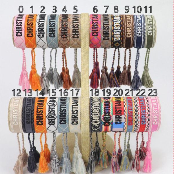 

handmade lovers friendship letter embroidery wrist handmade double-sided braided bracelet tassel pendant with a var, Golden;silver