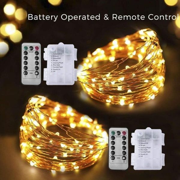 

strings 5m 10m christmas fairy lamp battery operated led string lamps remote control timer 8 modes firefly light for garden party decor