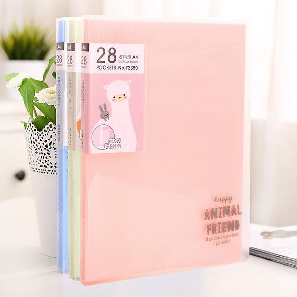 

business card files colorful a4 side-in display book plastic file folder document bag 28/40/60 pages cartoon transparent pocket filing pouch