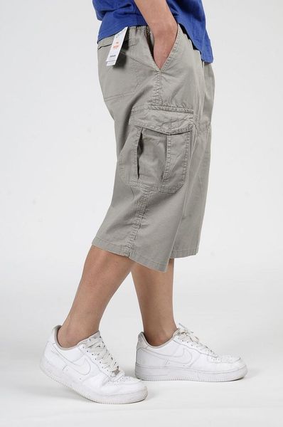 

men's pants 3/4 men summer baggy cargo cotton calf length plus size casual trouser male large loose big 4xl 5xl 6xl black