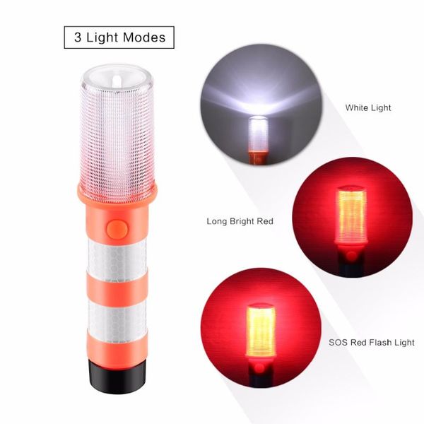 

pcs magnetic portable led emergency roadside flares detachable stand beacon safety strobe light warning signal alert sos lamps torches