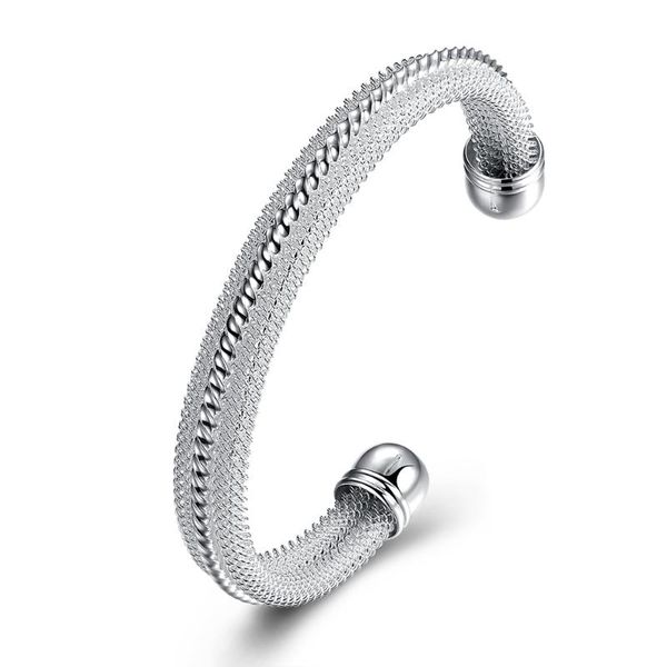 

fashion round shape silver bracelet 925 sterling open gifts for women bangle, Black