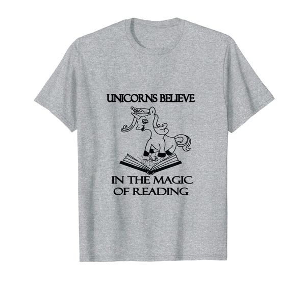 

unicorns believe in the magic of reading tee shirt, White;black