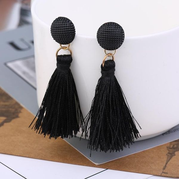 

bohemian classic white black tassel earrings for women ethnic long dangle drop fashion statement party brincos jewelry & chandelier, Silver