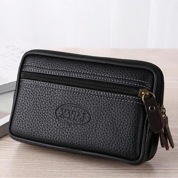 

mobile phone waist pack for men testificate bag leather coin purse strap pocket cellphone clutch belt pouch bags