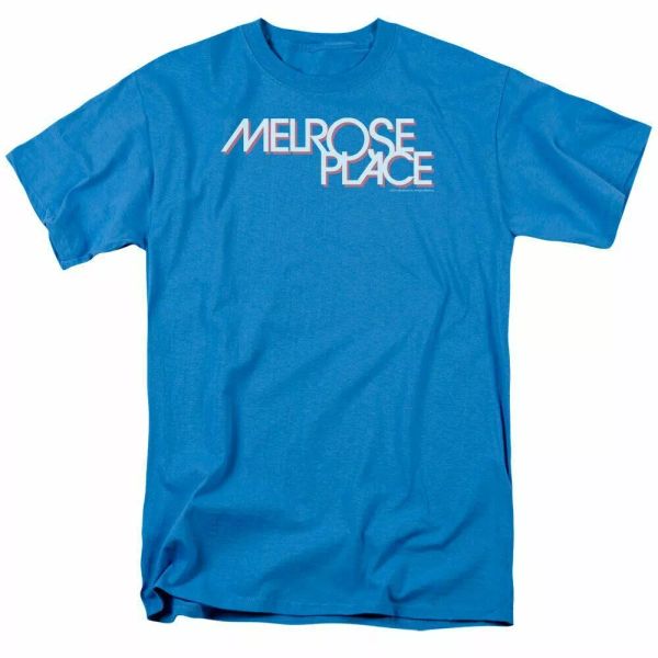 

melrose place logo t shirt mens licensed classic tv show turquoise, White;black