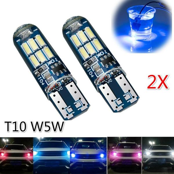 

emergency lights 2pcs t10 4014 w5w heat-resistant led silicone light license plate waterproof car bulbs indoor position