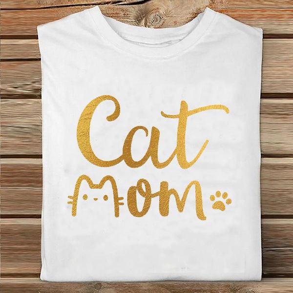 

women's t-shirt female tee ladies graphic women cute cat letter mom mother short sleeve 90s spring printing clothes print tshirt, White