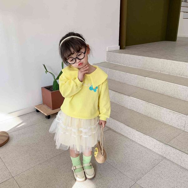 

spring kids cute floral printed turn-down collar doll shirts style baby girls cotton long sleeve 210508, Black