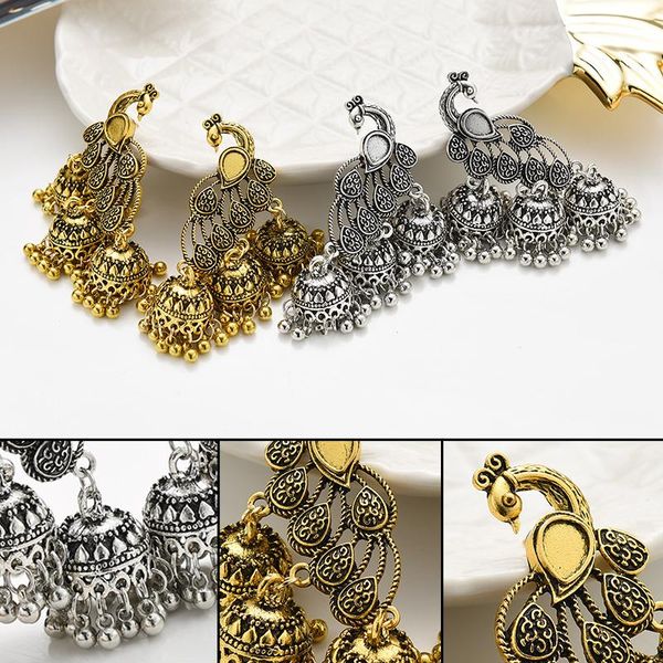 

hair clips & barrettes vintage peacock dangle earrings exaggeration style fashion animal personalized jewelry for women girls lxh, Golden;silver