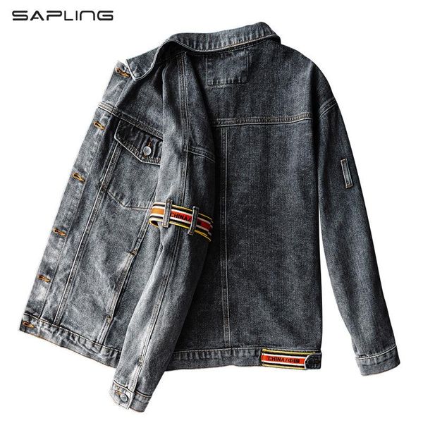 

men's jackets spring autumn denim jacket japan style harajuku hip-hop jean fashion loose men coats jaqueta jeans masculina, Black;brown