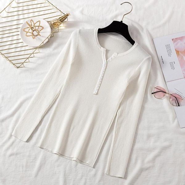 

women's sweaters autumn winter button v neck sweater women basic slim pullover oversized and pullovers knit jumper female top, White;black