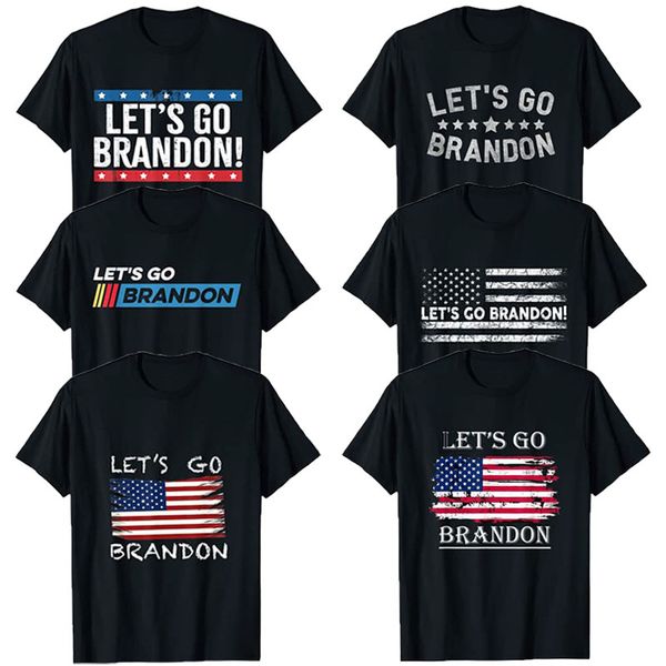 

lets go brandon t-shirt us flag men women graphic casual tees, White;black